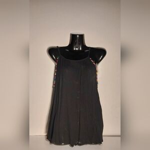 Black sleeveless tank top beaded colorful boho